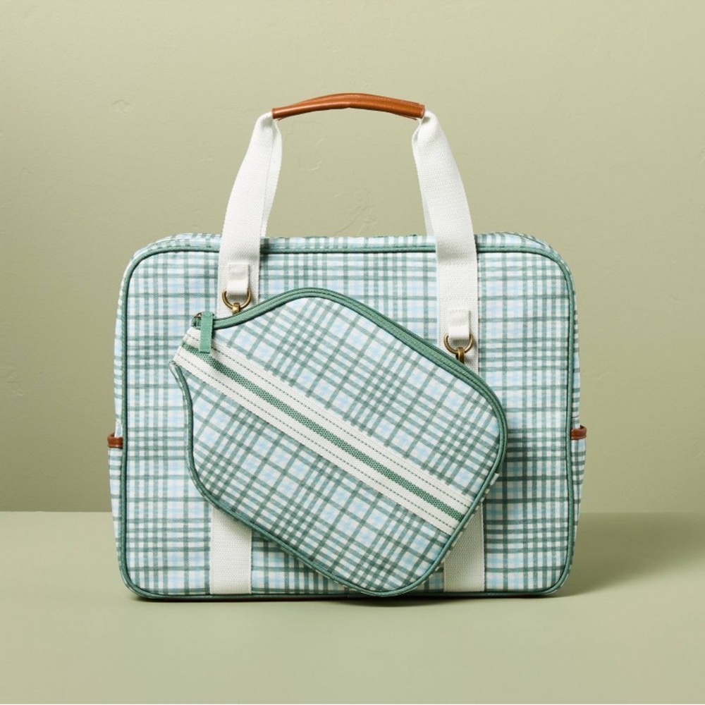 Plaid Pickleball Bag & Paddle Cover Set Green/ Blue - Hearth & Hand w/ Magnolia
